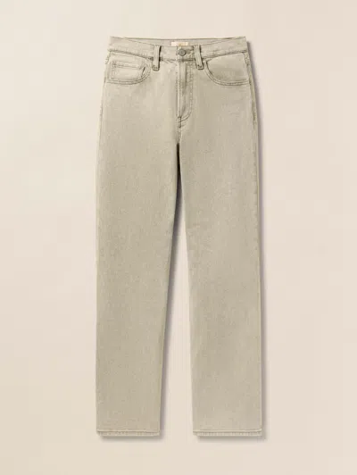 Faherty Slim Straight Sunwashed Denim Pants In Olive Haze Wash