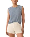 Faherty Slub Muscle Tank Top In Blue