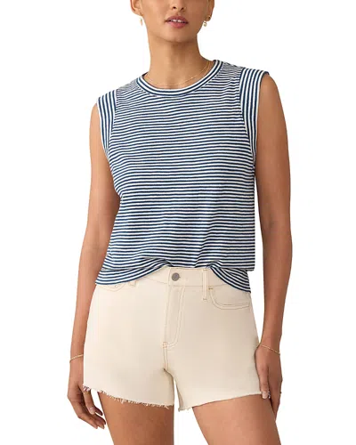 Faherty Slub Muscle Tank Top In Blue