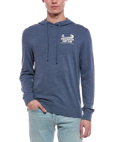 Faherty Slub Washed Graphic Hoodie In Blue