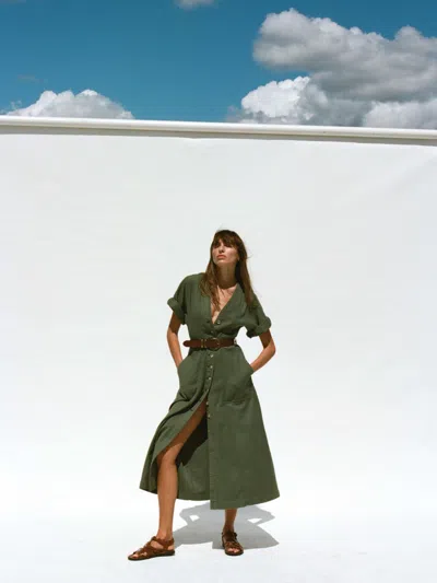 Faherty Soft Stretch Camille Dress In Green