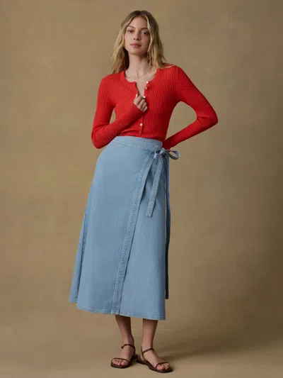 Faherty Solstice Denim Wrap Skirt In Blue