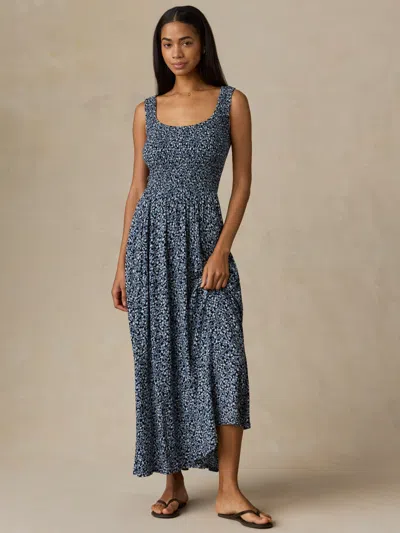 Faherty Sophia Smocked Dress In Blue
