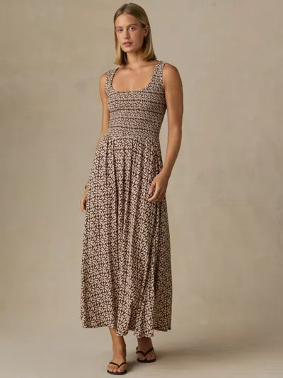 Faherty Sophia Smocked Dress In Brown
