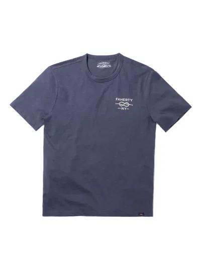 Faherty Southampton Short-sleeve Crew T-shirt In Dune Navy