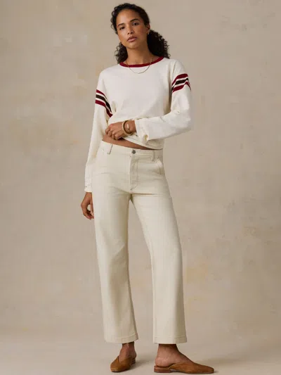 Faherty Sport Jersey Throwback Long-sleeve T-shirt In Antique White Varsity