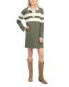 Faherty Rugby Stripe Long Sleeve Cotton Polo Dress In Green Stripe