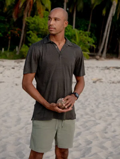 Faherty Ss Linen Polo Shirt