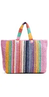 Faherty Straw Stripe Beach Tote Rainbow Stripe In Multi