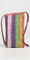 Faherty Straw Stripe Crossbody Bag Rainbow Stripe In Multi