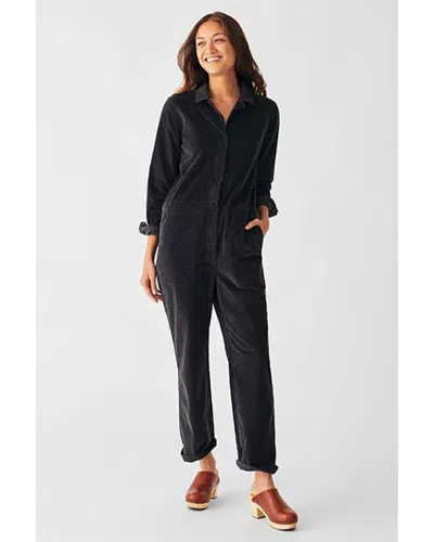 Faherty Stretch Cord Utility Jumpsuit In Black