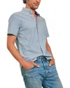 Faherty Playa Regular Fit Button Down Stretch Short Sleeve Shirt In Blue