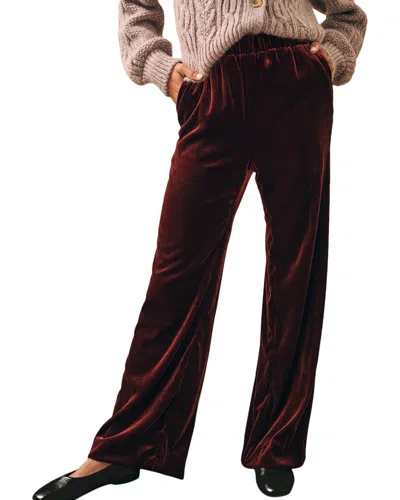 Faherty Stretch Silk-blend Velvet Genevieve Pant In Red
