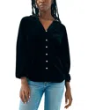 Faherty Stretch Silk Velvet Naomi Top In Black