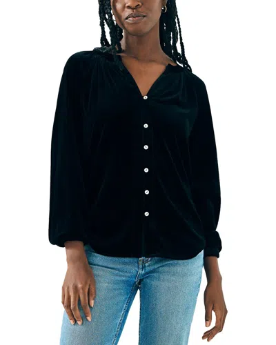 FAHERTY FAHERTY STRETCH SILK-BLEND VELVET NAOMI TOP