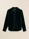 Faherty Stretch Silk Velvet Genevieve Shirt In Sea Moss