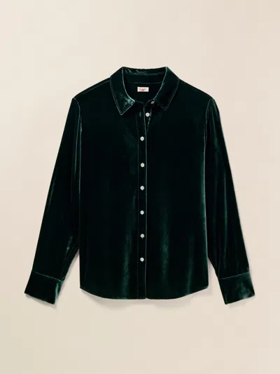Faherty Stretch Silk Velvet Genevieve Shirt In Sea Moss
