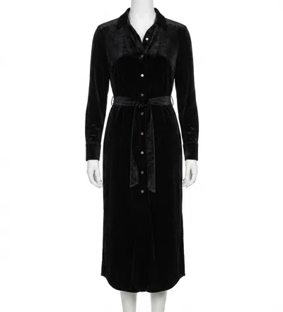 Faherty Stretch Silk Velvet Riley Midi Dress In Black