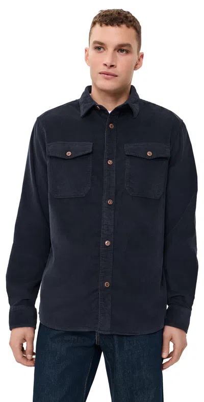 Faherty Stretch Terry Corduroy Workshirt Abyss Navy In Blue