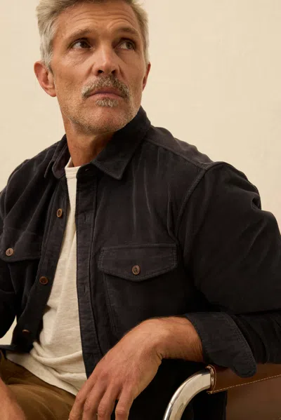 Faherty Stretch Terry Corduroy Workshirt In Black