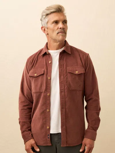 Faherty Stretch Terry Corduroy Workshirt In Brown