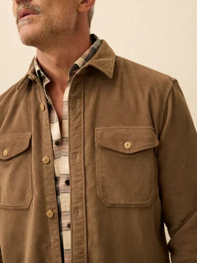 Faherty Stretch Terry Corduroy Workshirt In Brown