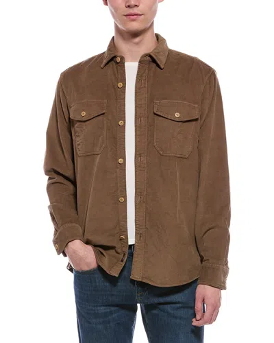 Faherty Stretch Terry Corduroy Workshirt In Brown