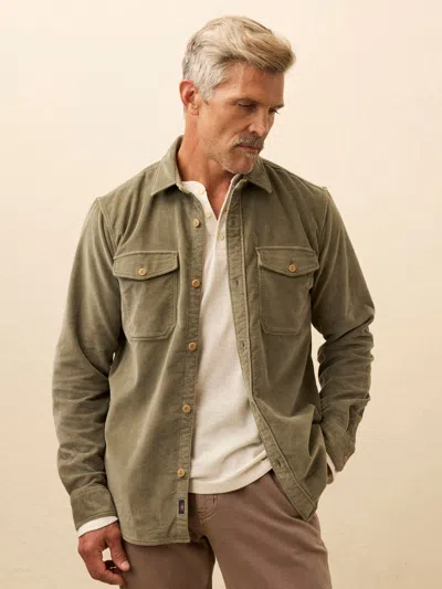 Faherty Stretch Terry Corduroy Workshirt In Green