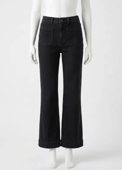 Faherty Stretch Terry Patch Pocket Jeans In Onyx Black In Gray