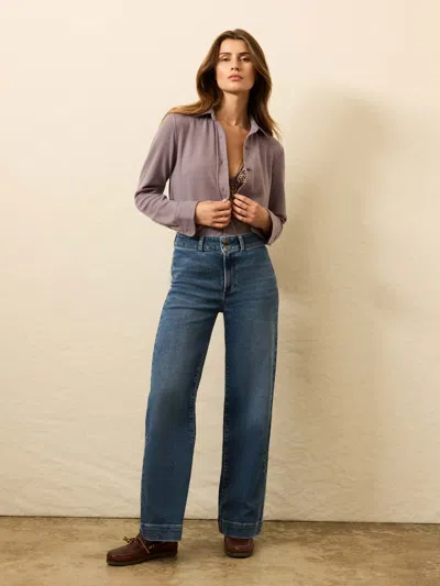 Faherty Stretch Terry Sailor Trouser In Blue