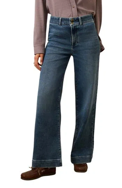 Faherty Stretch Terry Wide Leg Sailor Trousers In Bayshore Wash