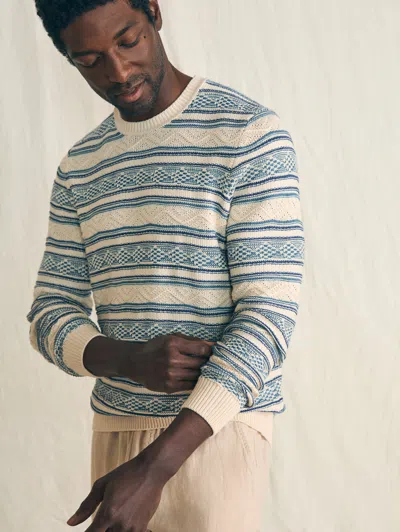 Faherty Striped Crew Sweater In Gray