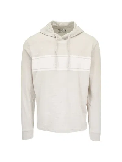 Faherty Stripe-detail Drawstring Hoodie In Neutral