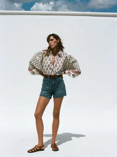 Faherty Suki Blouse In Gray