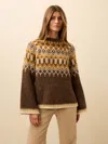 Faherty Summit Fairisle Crew Sweater In Brown