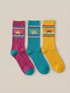 Faherty Sun & Waves 3 Pack Sock In Multi