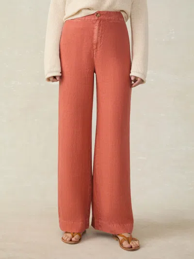 Faherty Sun Strider Linen Pants In Red Rock