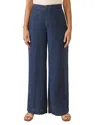 Faherty Sun Strider Wide Leg Linen Pants In Deep Sea Navy