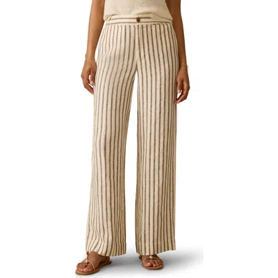 Faherty Sun Strider Wide Leg Linen Pants In Neutral