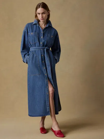 Faherty Sunfair Denim Cleo Shirt Dress In Blue