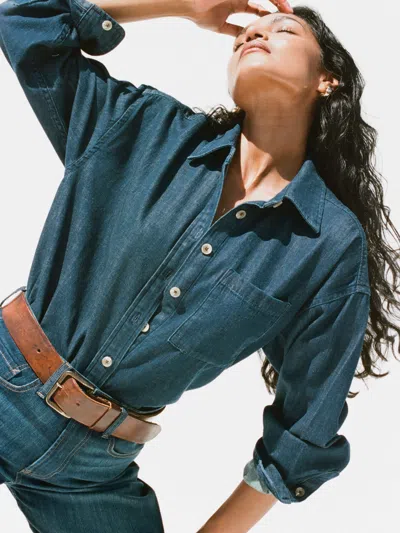 Faherty Sunfair Denim Shirt In Blue