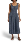 Faherty Smocked Waist Midi Dress In Navy Riverton Ditsy