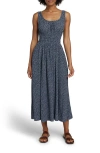 Faherty Smocked Waist Midi Dress In Navy Riverton Ditsy