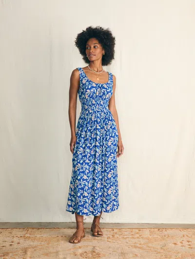 Faherty Sunseeker Midi Dress In Blue Luau Floral