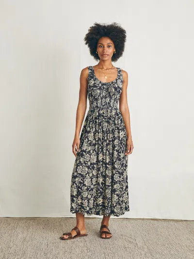 Faherty Sunseeker Midi Dress In Charcoal Chiyoda Floral