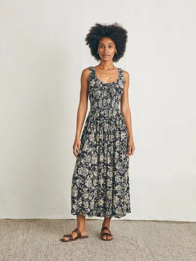 Faherty Sunseeker Midi Dress In Charcoal Chiyoda