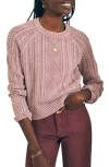 Faherty Sunwash Organic Cotton Cable Crewneck Sweater In Brown
