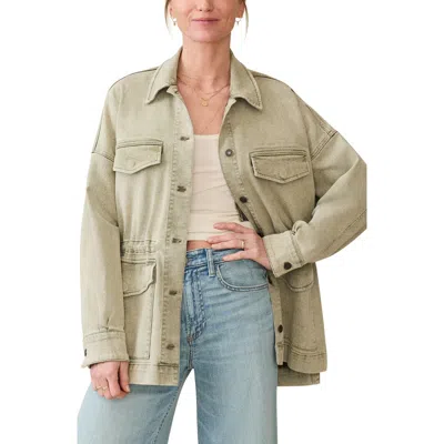 Faherty Sunwash Utility Denim Jacket In Green