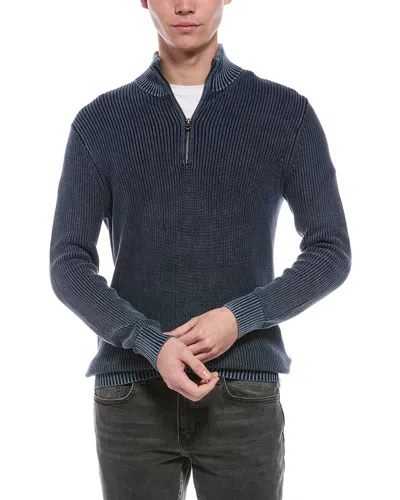 Faherty Sunwashed 1/4-zip Sweater In Blue