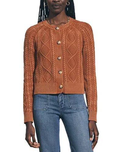 Faherty Sunwashed Cable Cardigan In Red Rock